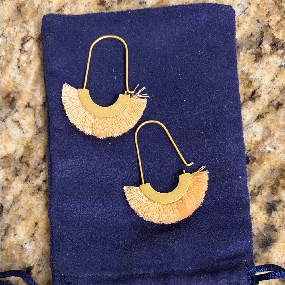 Banana Republic Gold and Peach Fringe Earrings